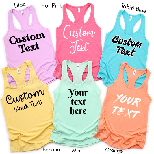 Custom text Womens Racerback Tank Top, Custom text Racerback Tank Top, Make Your Own Tank Top, Your Text