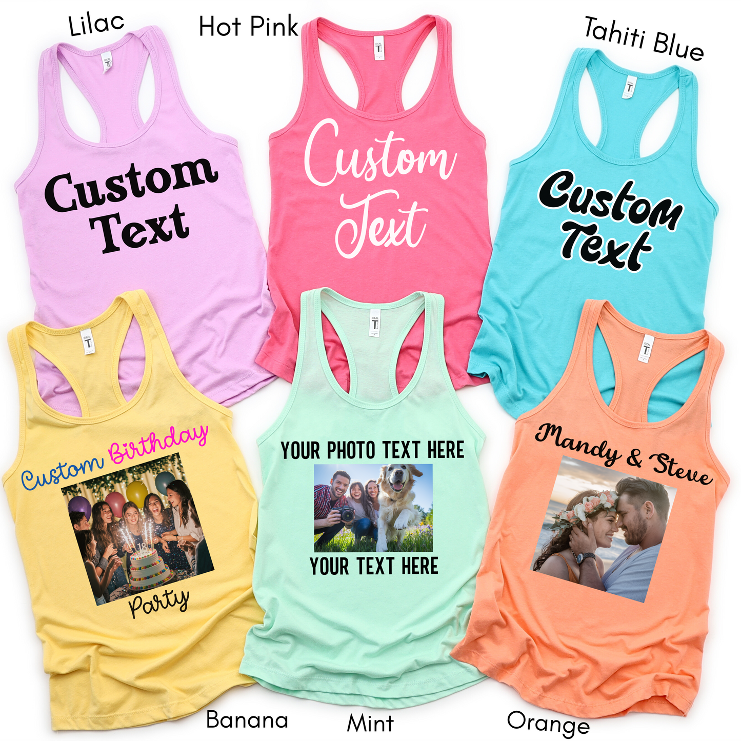 Custom text and photo Womens Racerback Tank Top, Custom Photo Racerback Tank Top, Custom text Racerback Tank Top, Photo Tank Top, Customized Photo Tank Top, Make Your Own Tank Top, Your Photo