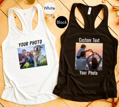 Custom text and photo Womens Racerback Tank Top, Custom Photo Racerback Tank Top, Custom text Racerback Tank Top, Photo Tank Top, Customized Photo Tank Top, Make Your Own Tank Top, Your Photo