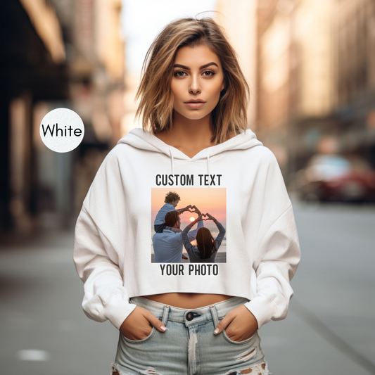 Custom Womens Cropped Hoodie Sweatshirt, Personalized College Letters Hoodie, Make Your Own Hoodie, Your Photo