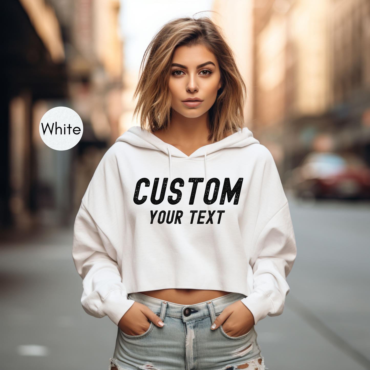 Custom Womens Cropped Hoodie Sweatshirt, Personalized College Letters Hoodie, Make Your Own Hoodie, Your Text