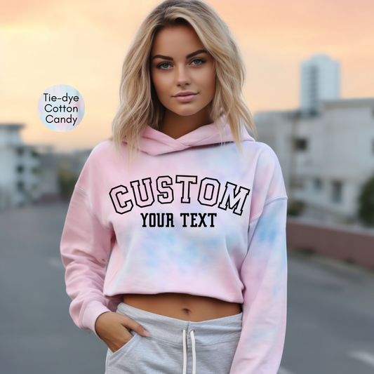 Custom Crop Hooded Sweatshirt, Personalized cropped hoodies, Varsity Cropped Sweatshirt, Personalized College Letters Hoodie