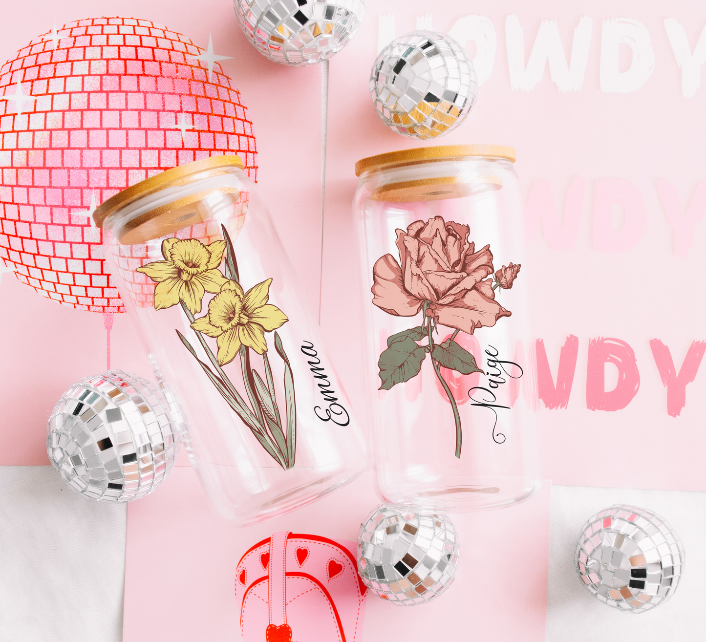 Custom Iced Coffee Cup 16oz Glass Cup, Personalized Can Glass with Lid and Straw, Gift Glass Can Coffee Cup
