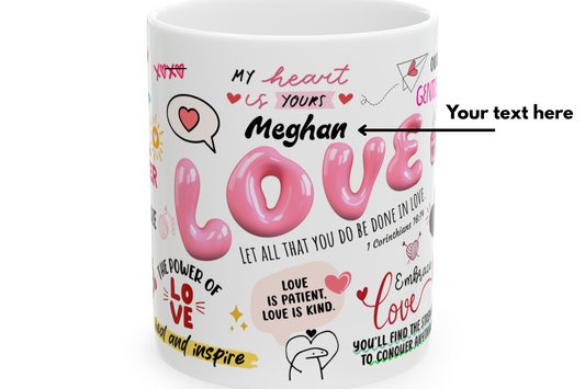 Personalized Love Ceramic Mug, Custom Love Coffee Mug