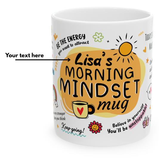 Custom Morning Mindset Mug, Positive Mind Daily Inspirational and Encouraging Message Coffee Mug