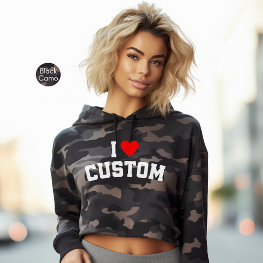 Front And Back Custom I Love Custom Y2K Hoodie, Personalized Hooded Sweatshirt, Front and Back Personalized I Heart Any Text Hoodie