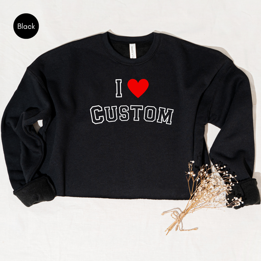 I Love Custom Y2K Cropped Sweatshirt, Personalized I Heart Any Text Sweatshirt, I Heart Custom Y2K Cropped Sweatshirt