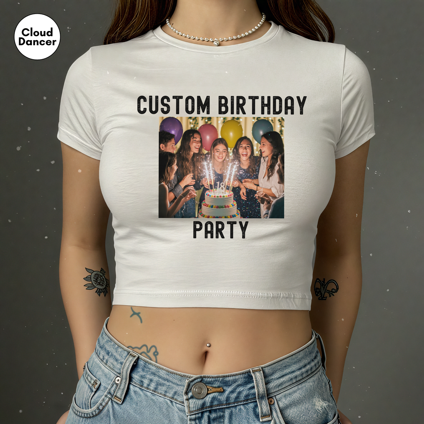 Personalized Front or Back Baby Tee for Women, Custom Photo and Text Baby Tee