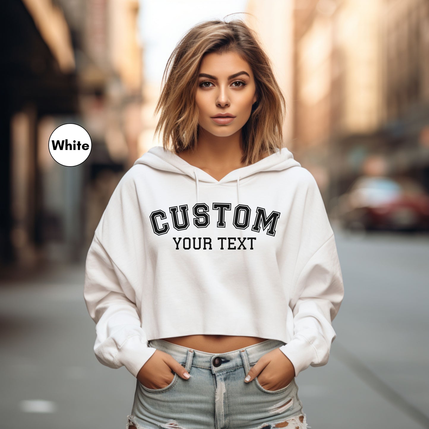 Personalized Cropped Hoodie for Women, Front and Back Custom Photo and Text Hoodie