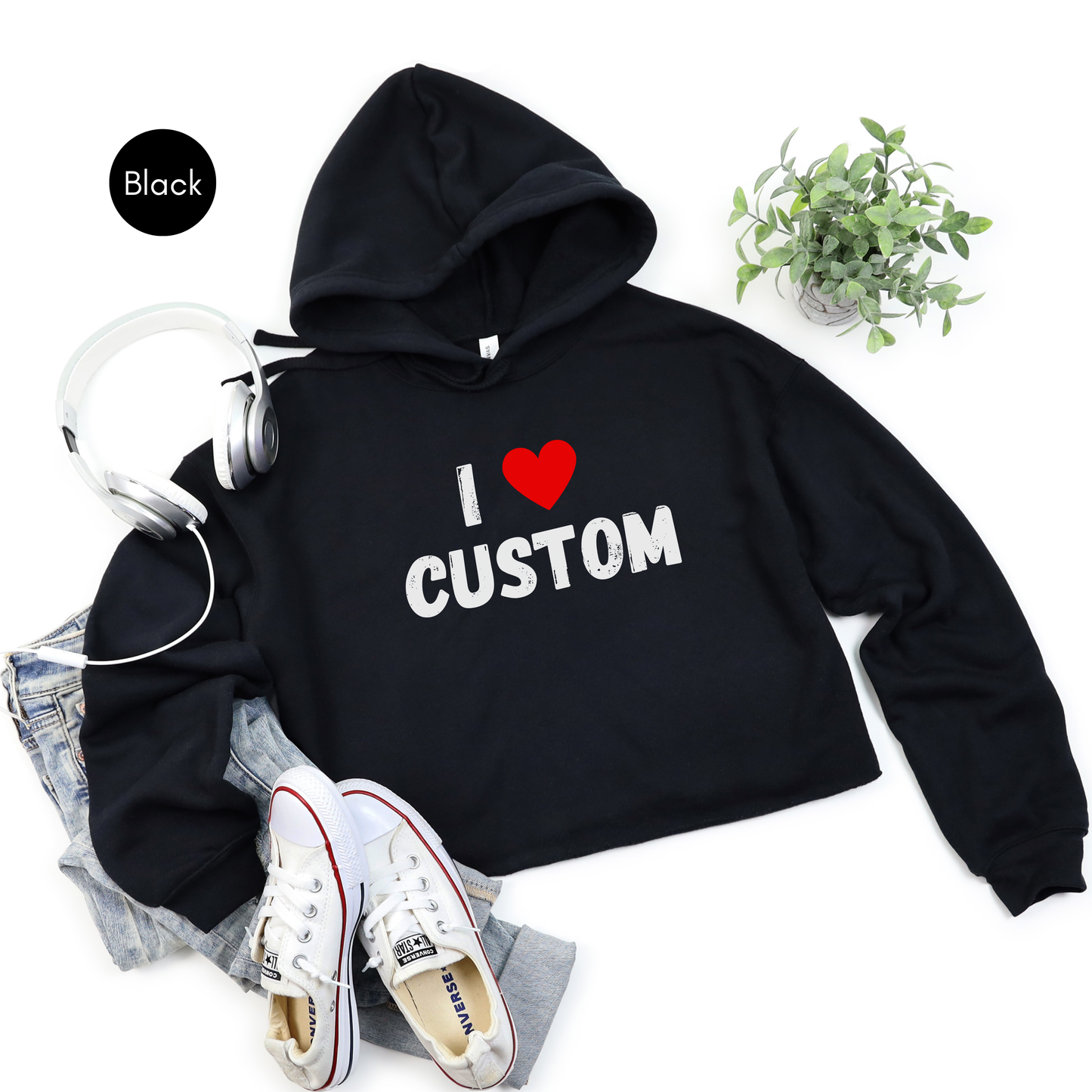 I Love Custom Y2K Cropped Hoodie Drawstring, I Heart Custom Y2K Cropped Hoodie, Personalized I Heart Any Text Cropped Hoodie