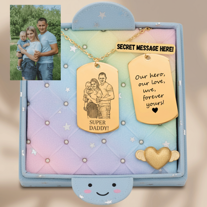 Personalized 18K Gold Plated Engraved Family Portrait Tag Necklace, Custom Photo and Text Necklace, Family Picture Jewelry