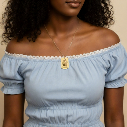 Personalized 18K Gold Plated Engraved Family Portrait Tag Necklace, Custom Photo and Text Necklace, Family Picture Jewelry