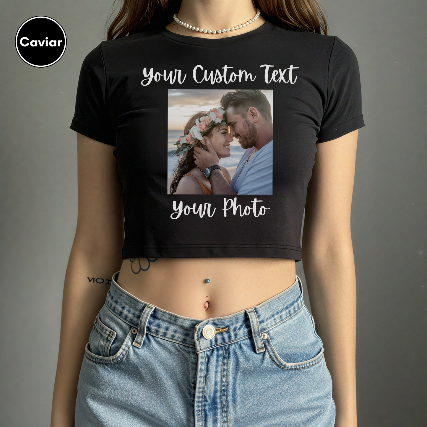 Personalized Front or Back Baby Tee for Women, Custom Photo and Text Baby Tee