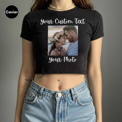 Personalized Front or Back Baby Tee for Women, Custom Photo and Text Baby Tee