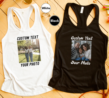 Benutzerdefinierter Text und Foto Damen Racerback Tank Top, Benutzerdefiniertes Foto Racerback Tank Top, Benutzerdefinierter Text Racerback Tank Top, Foto Tank Top, Personalisiertes Foto Tank Top, Machen Sie Ihr eigenes Tank Top, Ihr Foto