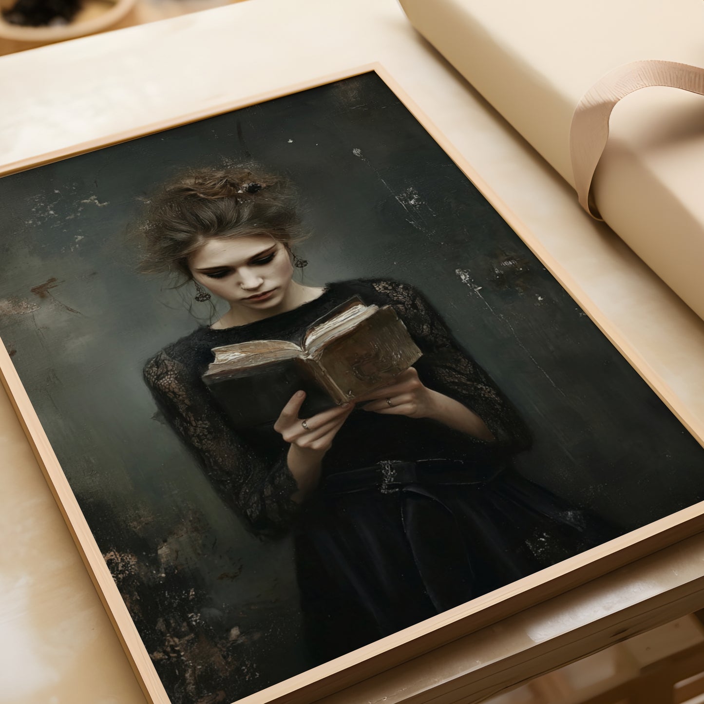 Victorian Woman Reading Book Poster, Bookish Print, Moody Dark Academia Wall Art, Librariancore Poster, Literary Book Lover Wall Art Decor, Unframed