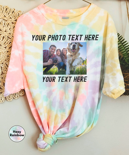 Spiral Tie-Dye Shirt mit individuellem Text und Foto, Personalisiertes Spiral Tie-Dye Shirt, Personalisiertes Spiral Tie-Dye T-Shirts