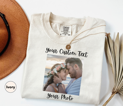 Comfort Colors Front or Back Personalized T-Shirt, Custom Photo and Text Top, Add Your Image Words Logo, Custom Tee, Make Your Own Shirt, Custom Photo Tee