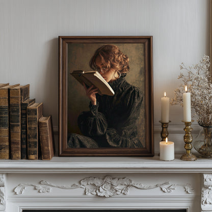 Victorian Woman Reading Book Fine Art Poster, Moody Dark Academia Print, Bookish Print, Vintage Literary Book Lover Wall Art, Home Decor, Unframed