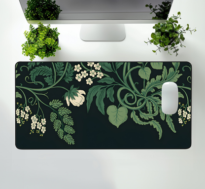 Vintage Botanical Sage Green Plants Desk Mat, Large Extended Gaming Mouse Pad, Home Office Decor
