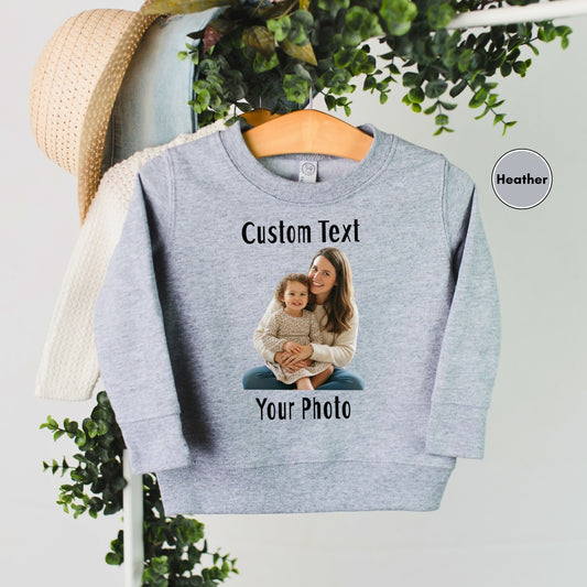 Personalized Front and Back Toddler Sweatshirt, Custom Photo and Text Toddler Sweatshirt