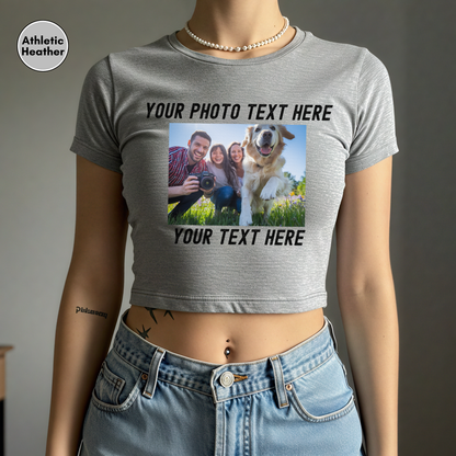 Personalized Front or Back Baby Tee for Women, Custom Photo and Text Baby Tee