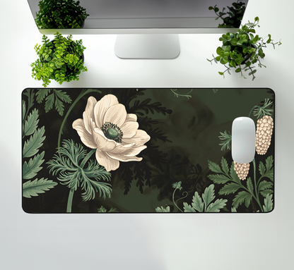 Vintage Art Nouveau Desk Mat, Botanical Large Extended Gaming Desk Mat, Floral Mouse Pad, Home Office Decor