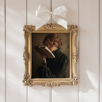 Victorian Woman Reading Book Fine Art Poster, Moody Dark Academia Print, Bookish Print, Vintage Literary Book Lover Wall Art, Home Decor, Unframed