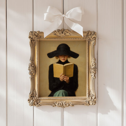 Victorian Woman Reading Book Poster, Bookish Art Print, Moody Vintage Classic Literary Book Lover Wall Art Decor, Unframed