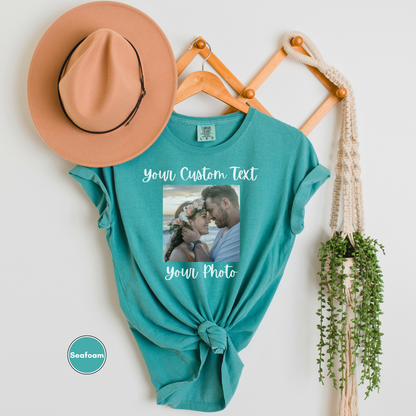 Comfort Colors Personalized Front and Back T-Shirt for Women, Front or Back Custom Photo and Text Top, Custom Shirt for Men