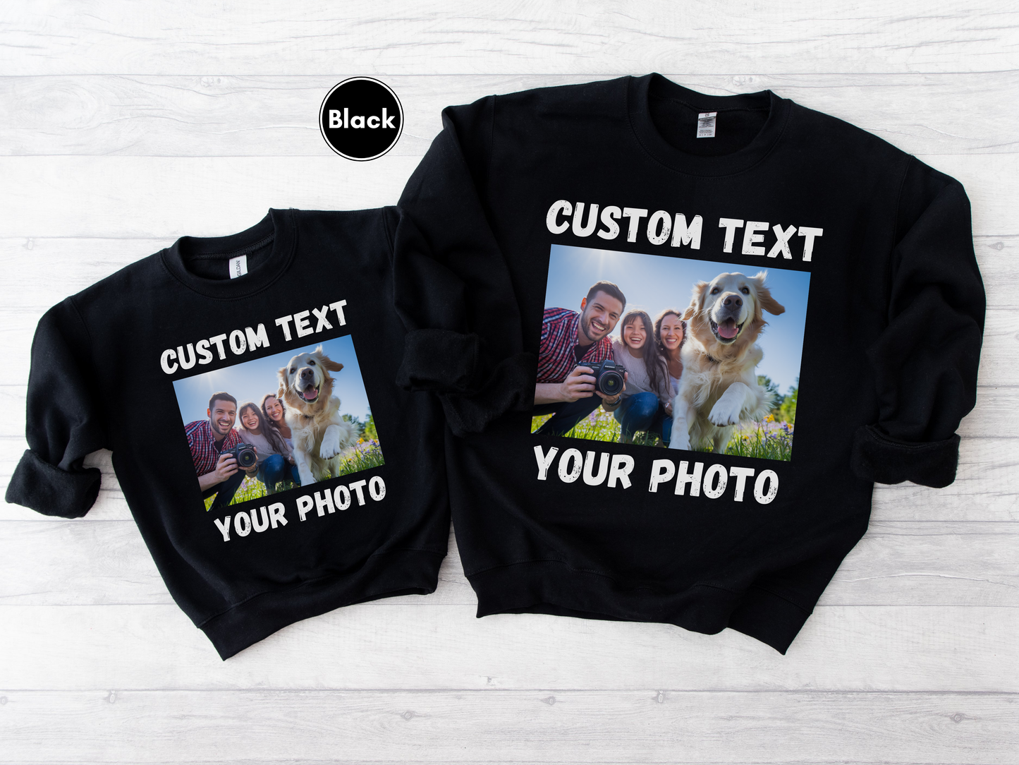 Personalized Sweatshirt, Custom Photo and Text Sweatshirt, Add Your Image Words Logo, Family Matching Sweatshirt