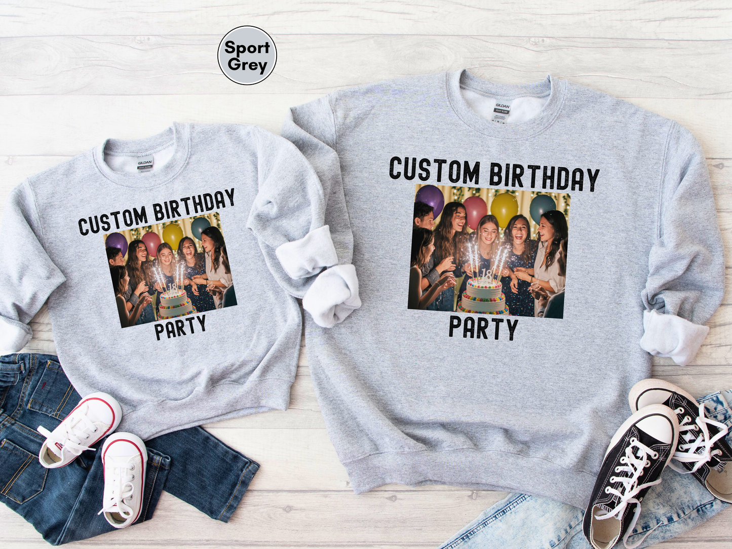 Personalized Sweatshirt, Custom Photo and Text Sweatshirt, Add Your Image Words Logo, Family Matching Sweatshirt