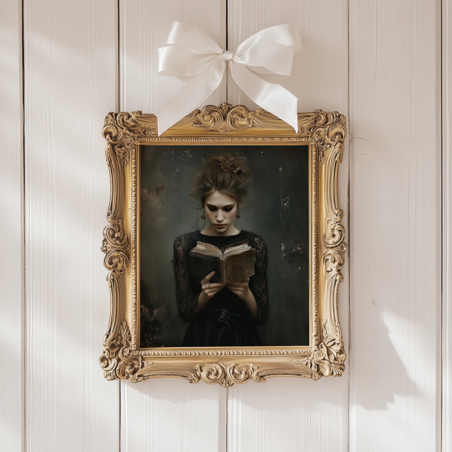 Victorian Woman Reading Book Poster, Bookish Print, Moody Dark Academia Wall Art, Librariancore Poster, Literary Book Lover Wall Art Decor, Unframed