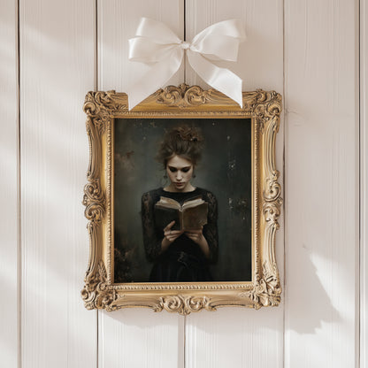 Victorian Woman Reading Book Poster, Bookish Print, Moody Dark Academia Wall Art, Librariancore Poster, Literary Book Lover Wall Art Decor, Unframed
