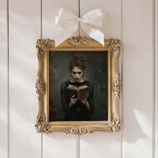 Victorian Woman Reading Book Poster, Bookish Print, Moody Dark Academia Wall Art, Librariancore Poster, Literary Book Lover Wall Art Decor, Unframed