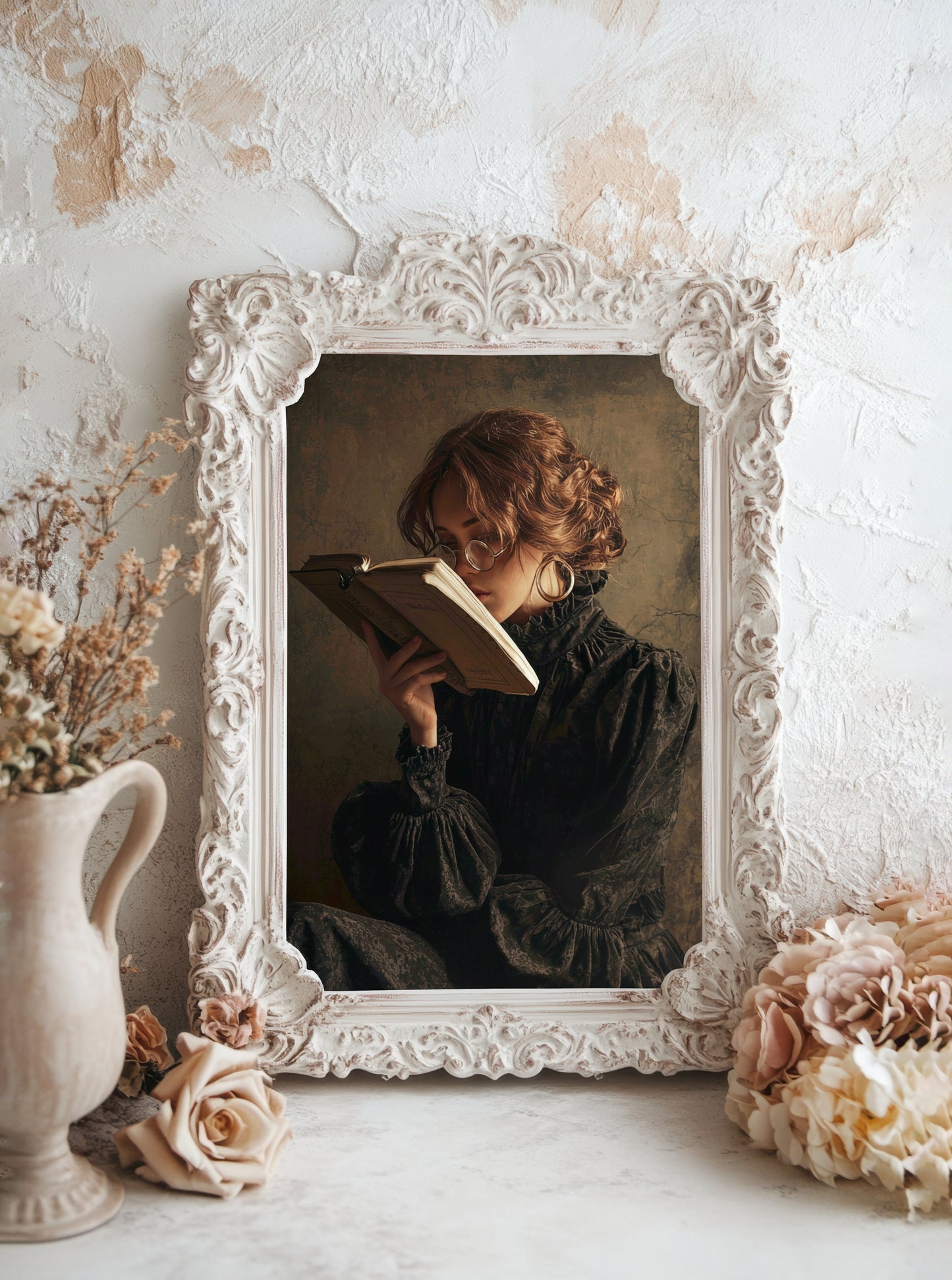 Victorian Woman Reading Book Fine Art Poster, Moody Dark Academia Print, Bookish Print, Vintage Literary Book Lover Wall Art, Home Decor, Unframed