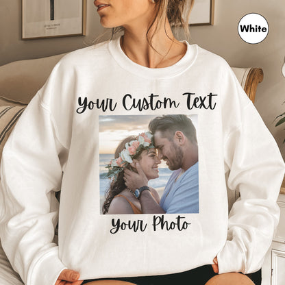 Personalized Sweatshirt for Women, Custom Back and Front Photo and Text Sweatshirt, Add Your Image Words Logo, Custom Sweatshirt for Men
