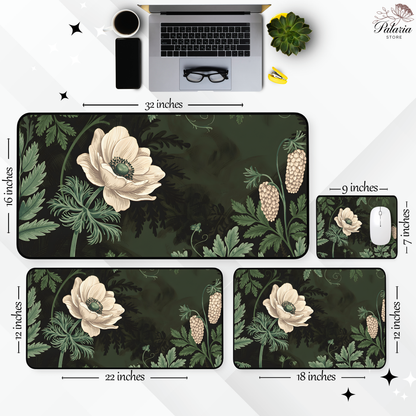 Vintage Art Nouveau Desk Mat, Botanical Large Extended Gaming Desk Mat, Floral Mouse Pad, Home Office Decor
