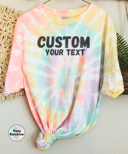 Spiral Tie-Dye Shirt mit individuellem Text und Foto, Personalisiertes Spiral Tie-Dye Shirt, Personalisiertes Spiral Tie-Dye T-Shirts
