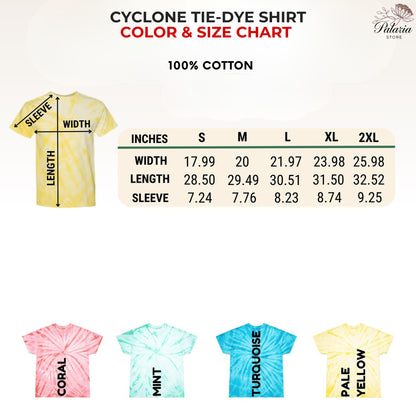T-shirt Tie-Dye Cyclone personnalisé, T-shirt avec texte personnalisé, T-shirt Tie-Dye Cyclone personnalisé, Créez votre propre t-shirt, Votre texte