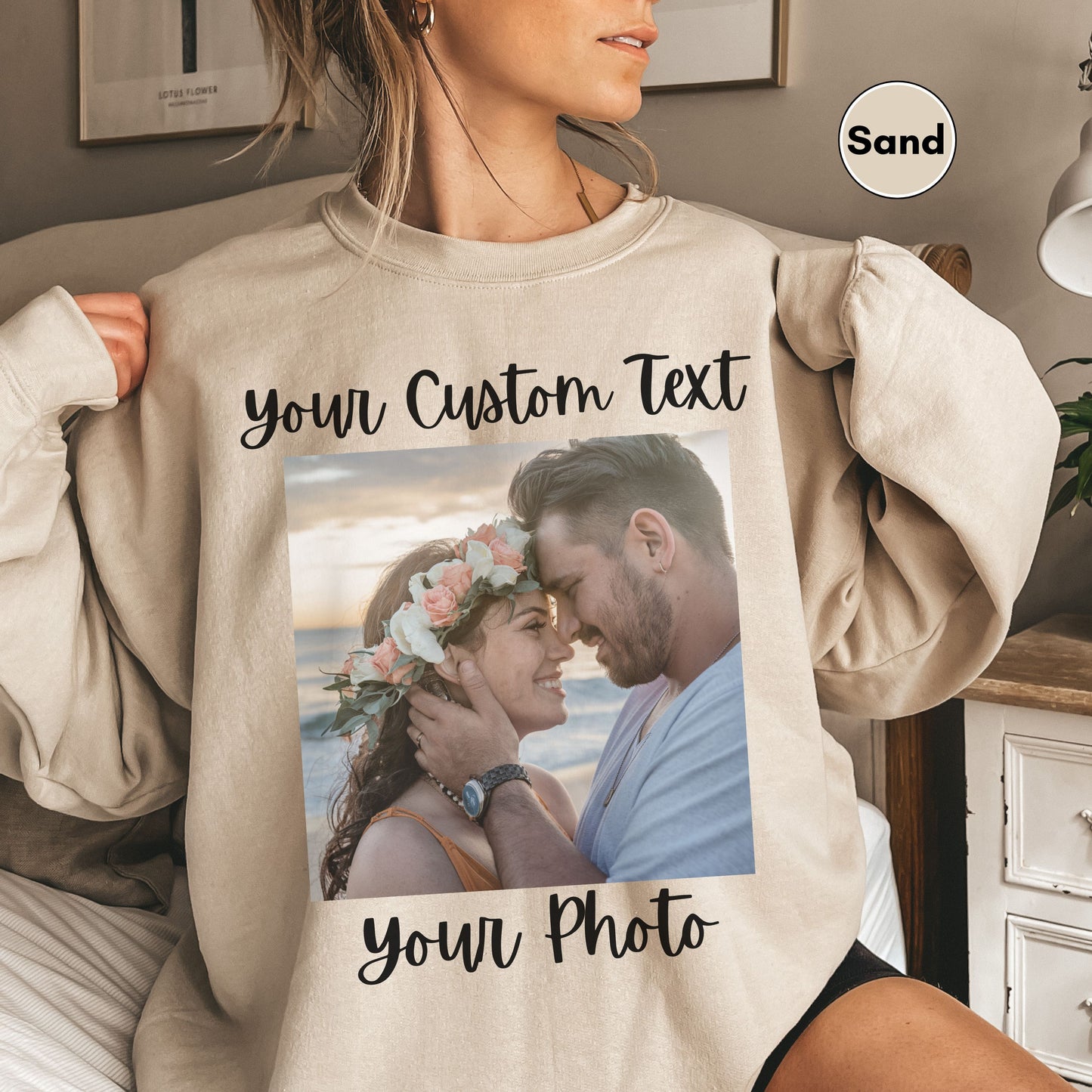 Personalized Sweatshirt for Women, Custom Back and Front Photo and Text Sweatshirt, Add Your Image Words Logo, Custom Sweatshirt for Men