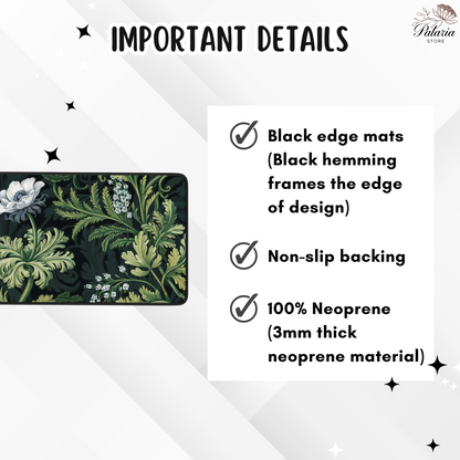 Botanical Desk Mat, Floral Sage Green Foliage, Large Extended Gaming Mouse Pad