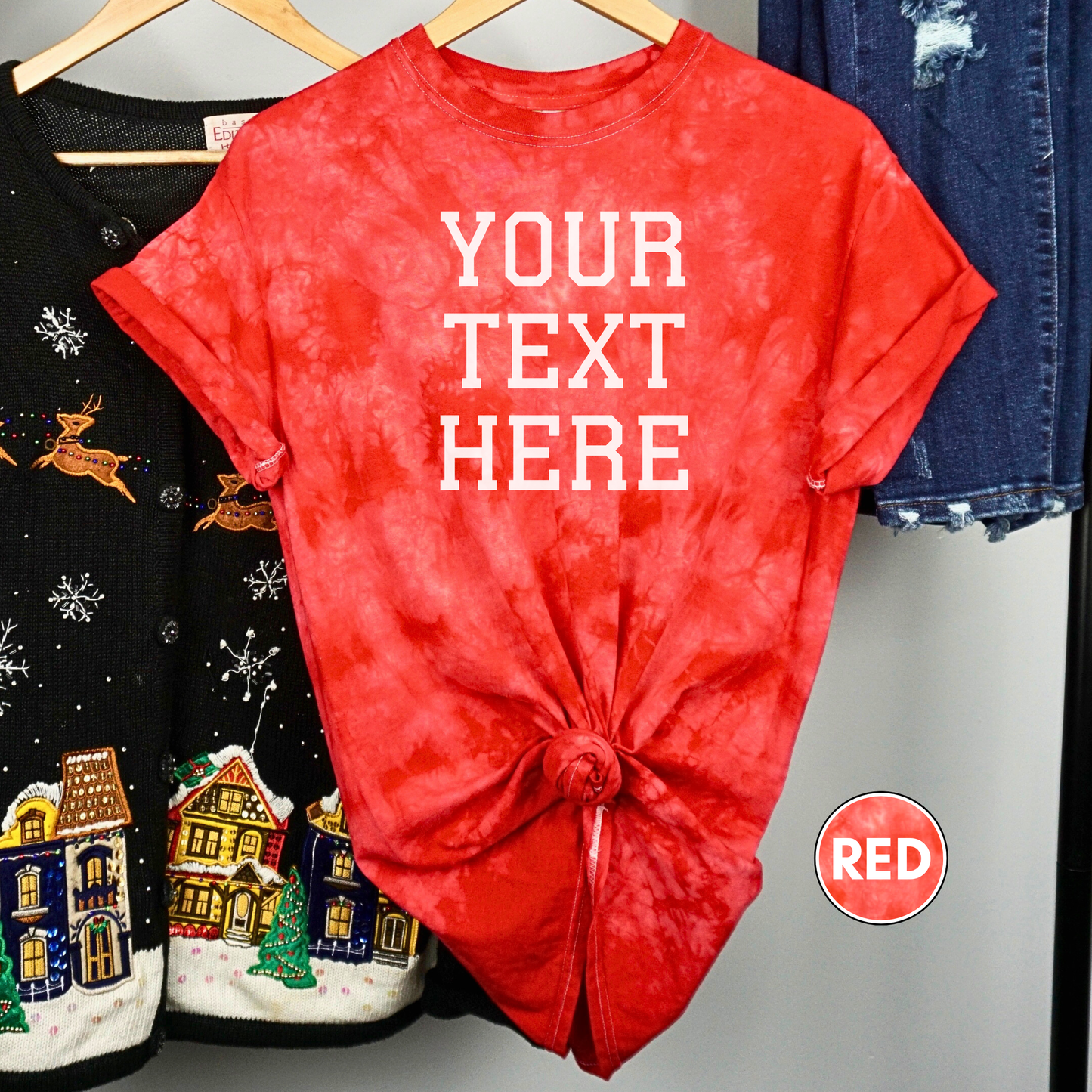 T-shirt tie-dye en cristal avec texte personnalisé, T-shirt avec texte personnalisé, T-shirt tie-dye en cristal personnalisé, Créez votre propre t-shirt, Votre texte