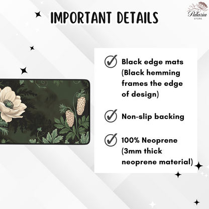 Vintage Art Nouveau Desk Mat, Botanical Large Extended Gaming Desk Mat, Floral Mouse Pad, Home Office Decor