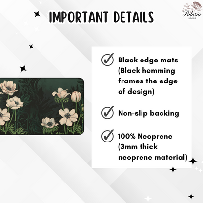 Vintage Art Nouveau Botanical Desk Mat, Sage Green Large Extended Gaming Desk Mat Mousepad