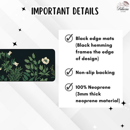 Vintage Sage Green Plants Desk Mat, Large Extended Gaming Mouse Pad, Dark Floral Mouse Pad, Home Office Decor