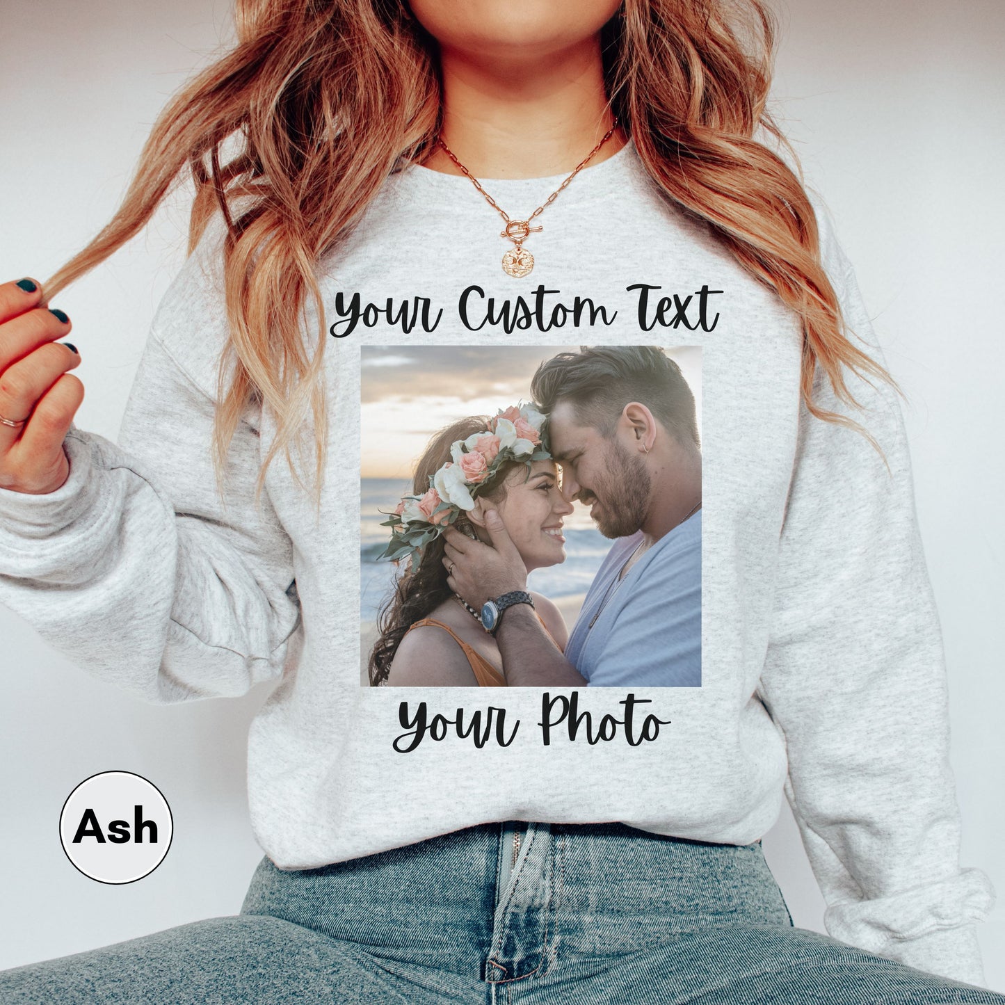Personalized Sweatshirt for Women, Custom Back and Front Photo and Text Sweatshirt, Add Your Image Words Logo, Custom Sweatshirt for Men