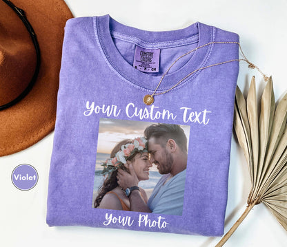 Comfort Colors Front or Back Personalized T-Shirt, Custom Photo and Text Top, Add Your Image Words Logo, Custom Tee, Make Your Own Shirt, Custom Photo Tee