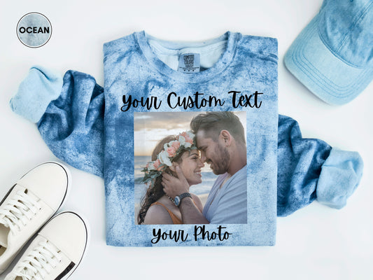 Sweat-shirt personnalisé, sweat-shirt avec texte et photo personnalisés, sweat-shirts Comfort Colors Color Blast