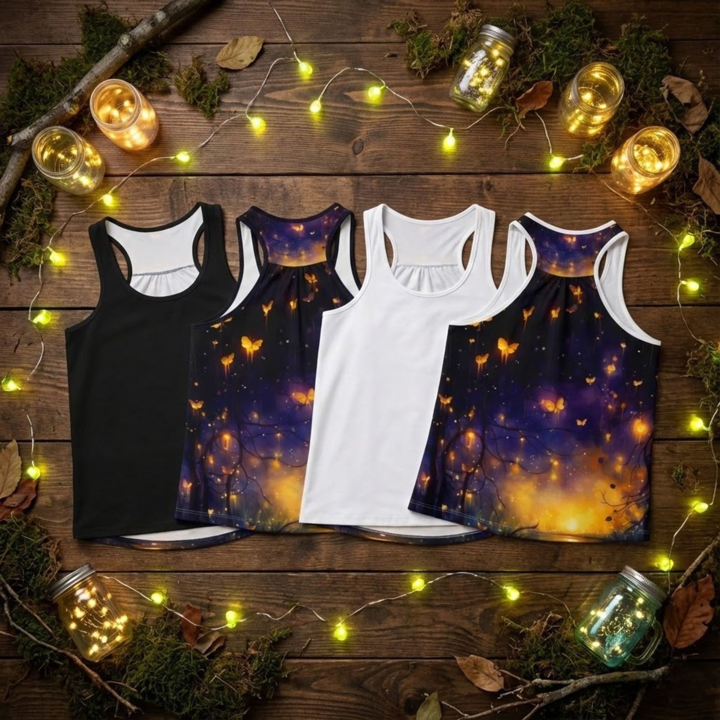 Enchanting Glowing Fireflies Racerback Tank Top for Women, Firefly Lover Top